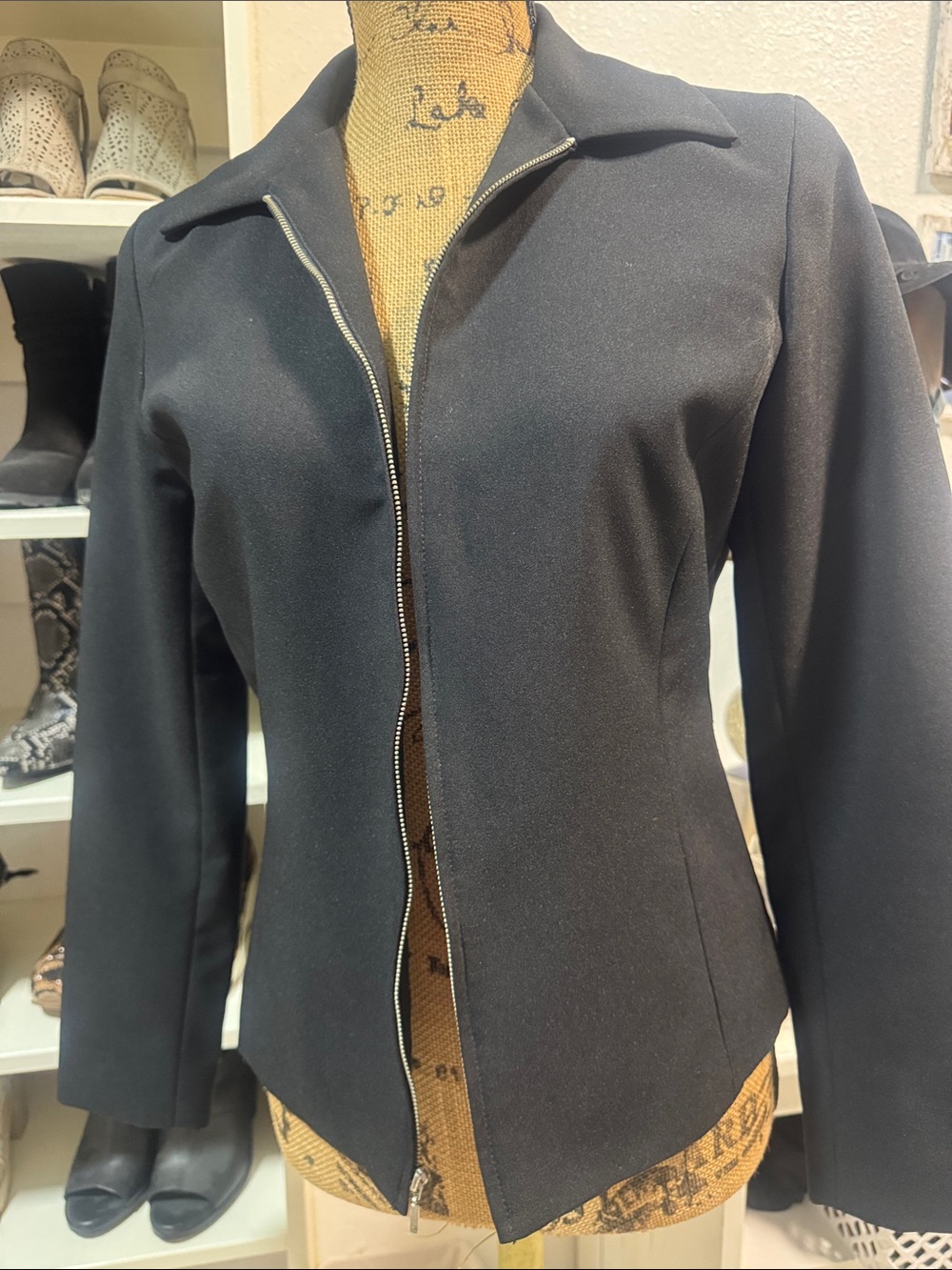 New York & Company Black Zip-Front Blazer Jacket